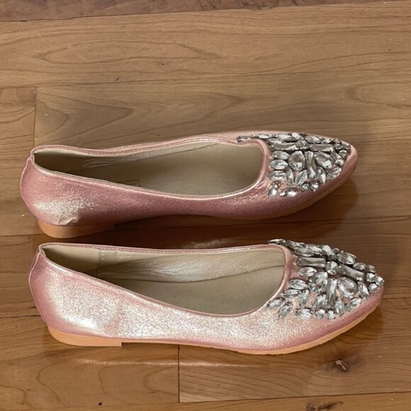 Lily Vanity Metallic Pink Blush Crystal Embellished Flats Size 39 NWOB - Picture 4 of 9